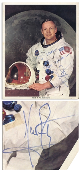 Neil Armstrong Signed 8 x 10 White Spacesuit NASA Photo